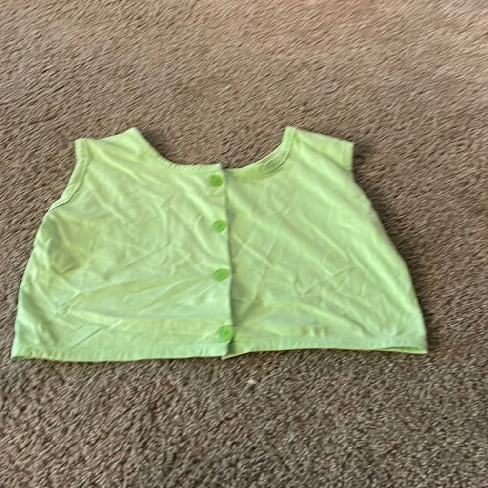 Vintage 80s Neon Green Button Down Cropped Tank Top